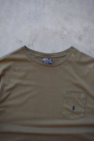 Polo Ralph Lauren Brown Embroidered Logo Pocket Tee — 1990s (L/XL) - Retrospective Store