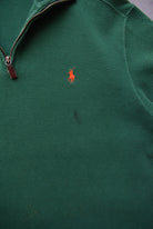 Polo Ralph Lauren Green Embroidered Logo Quarter Zip — 1990s (M) - Retrospective Store