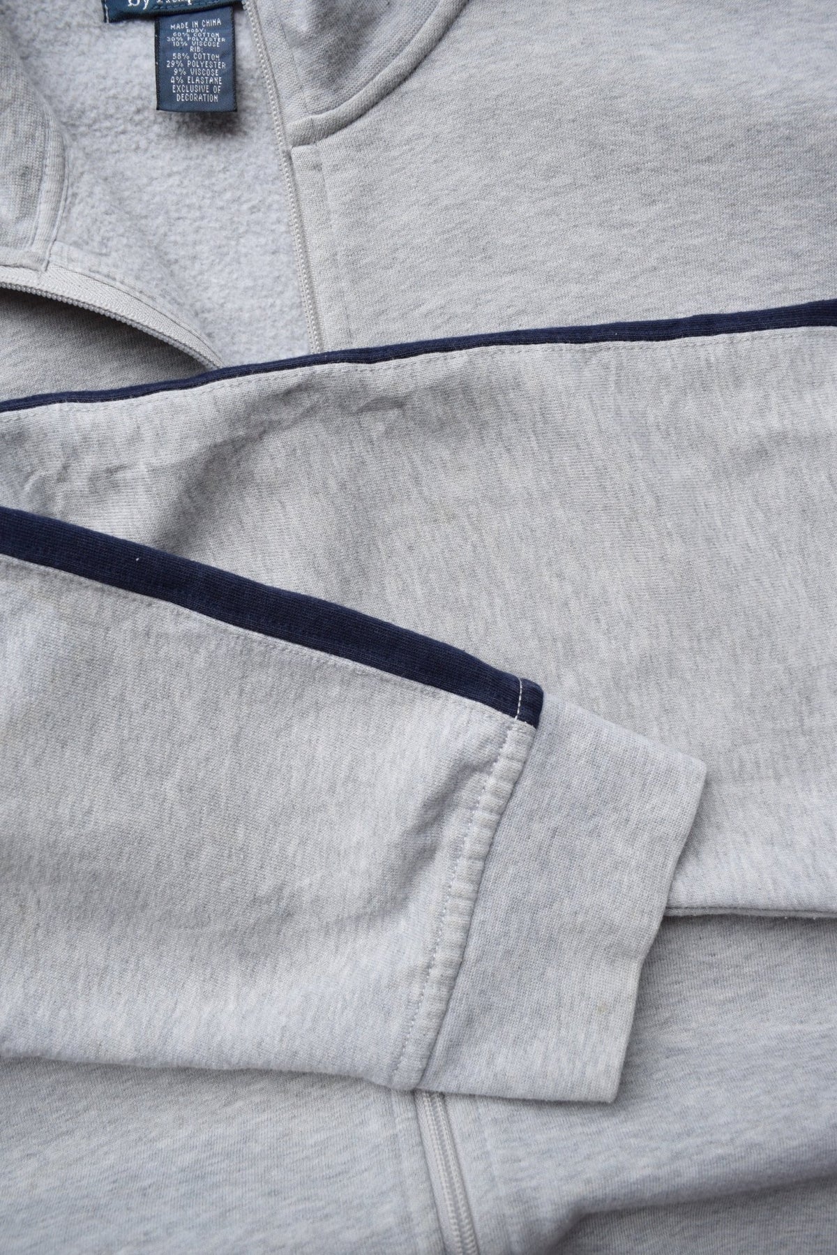 Polo Ralph Lauren Grey & Navy Embroidered Logo Jacket — 1990s (XXL) - Retrospective Store