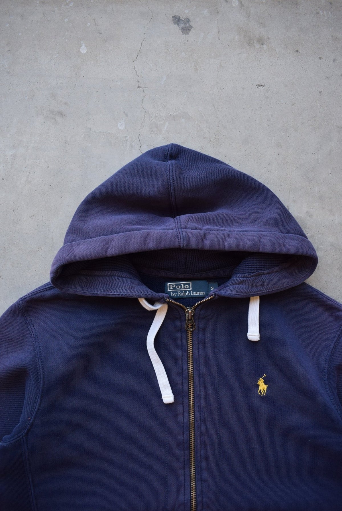 Polo Ralph Lauren Navy Embroidered Logo Full-Zip Hoodie — 1990s (S) - Retrospective Store