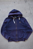 Polo Ralph Lauren Navy Embroidered Logo Full-Zip Hoodie — 1990s (S) - Retrospective Store