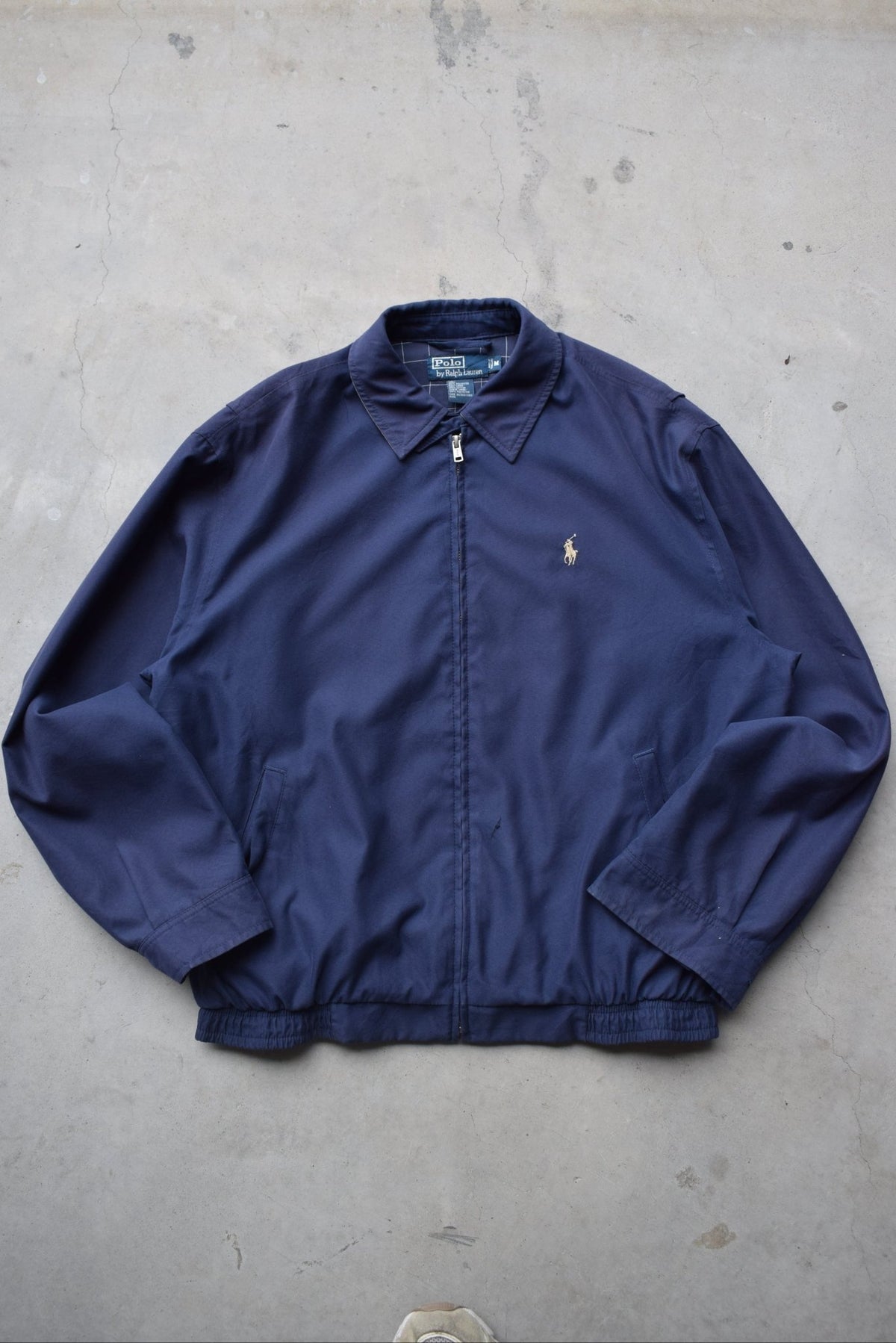 Polo Ralph Lauren Navy Embroidered Logo Harrington Jacket — 1990s (M/L) - Retrospective Store