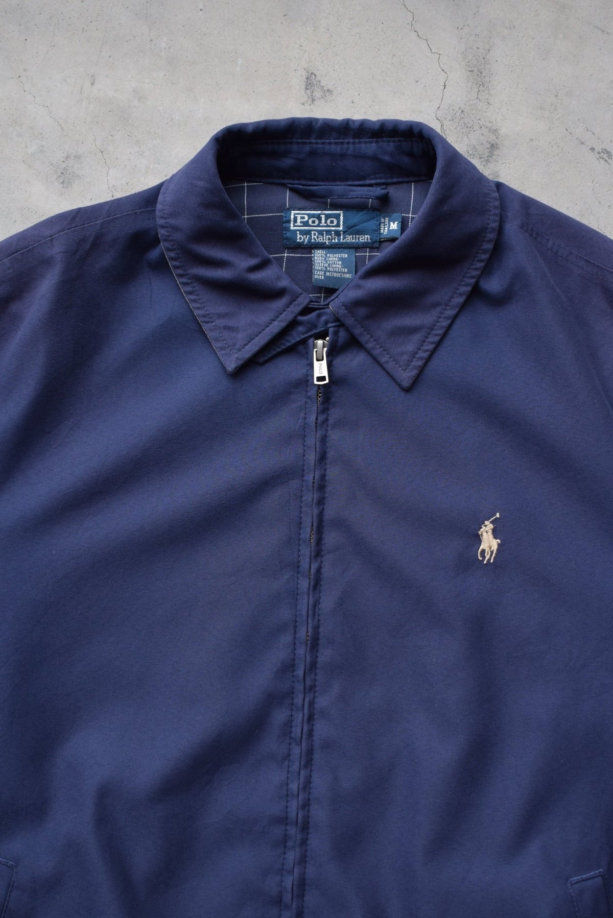 Polo Ralph Lauren Navy Embroidered Logo Harrington Jacket — 1990s (M/L) - Retrospective Store