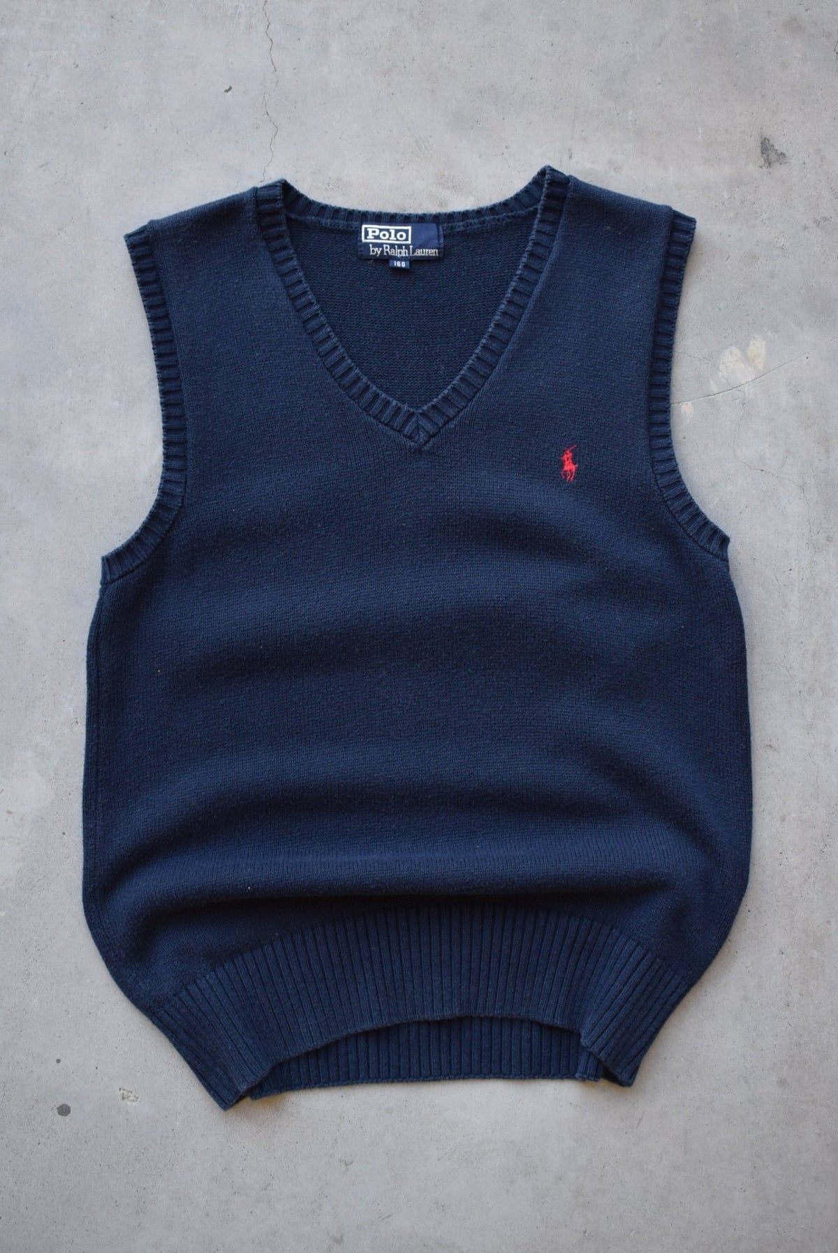 Polo Ralph Lauren Navy Embroidered Logo Knitted Vest — 1990s (S) - Retrospective Store