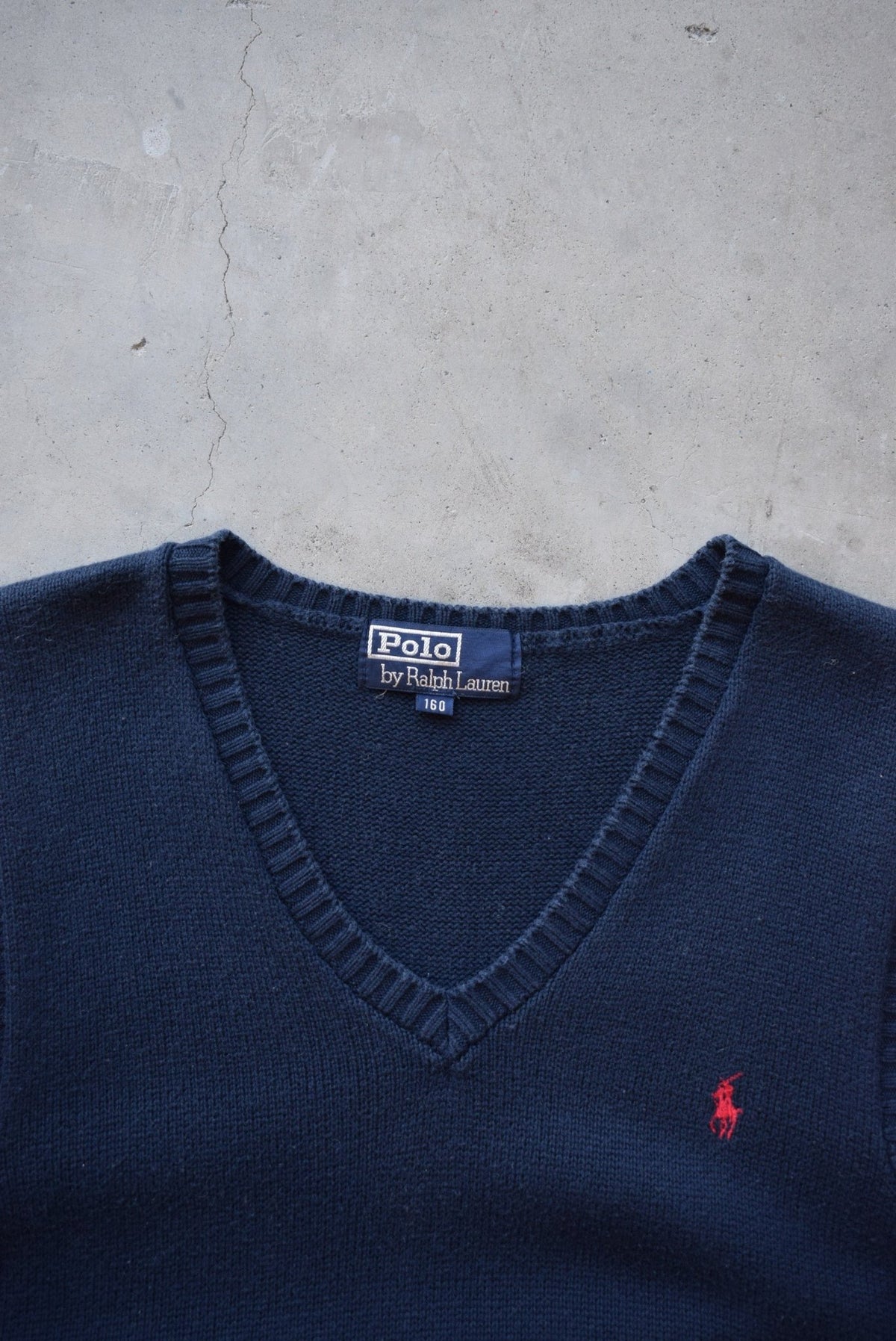 Polo Ralph Lauren Navy Embroidered Logo Knitted Vest — 1990s (S) - Retrospective Store
