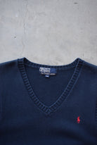 Polo Ralph Lauren Navy Embroidered Logo Knitted Vest — 1990s (S) - Retrospective Store