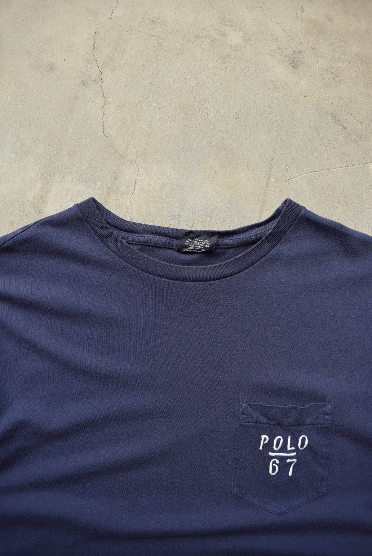 Polo Ralph Lauren Navy Embroidered Pocket Tee — 1990s (L) - Retrospective Store