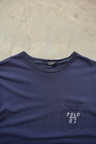 Polo Ralph Lauren Navy Embroidered Pocket Tee — 1990s (L) - Retrospective Store