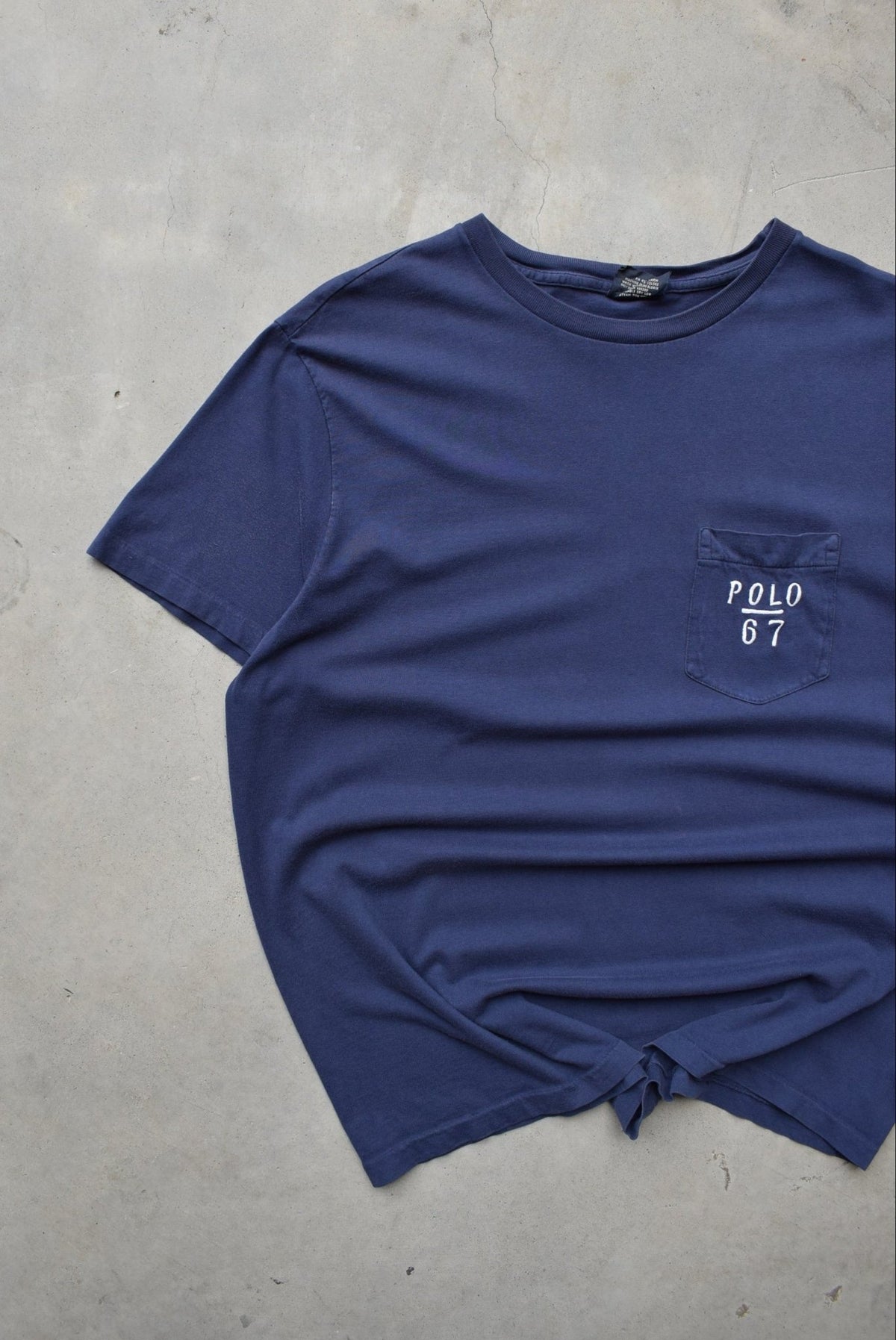 Polo Ralph Lauren Navy Embroidered Pocket Tee — 1990s (L) - Retrospective Store