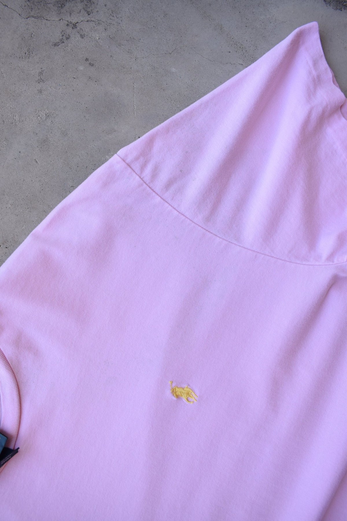 Polo Ralph Lauren Pink Embroidered Logo Tee — 1990s (L) - Retrospective Store