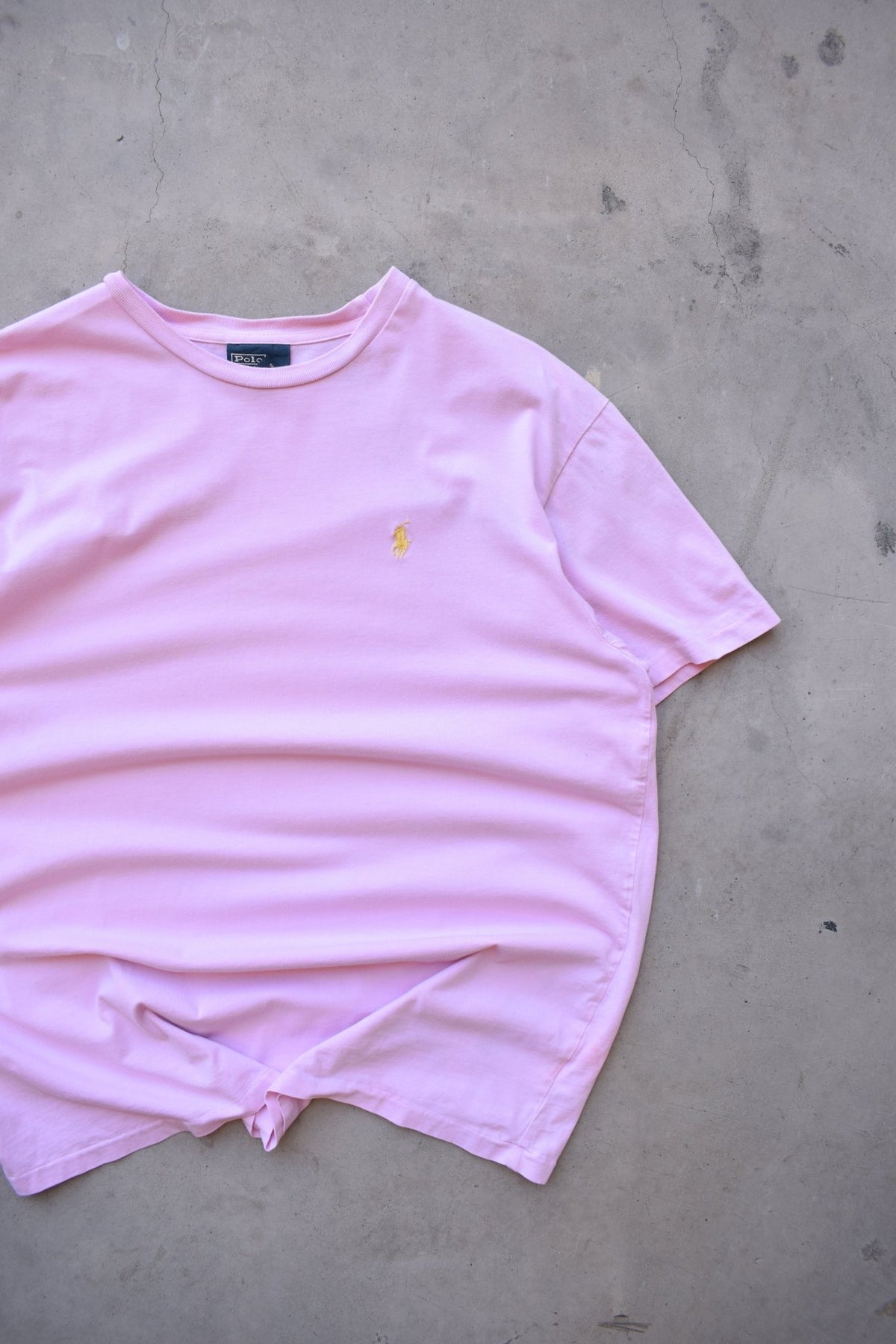 Polo Ralph Lauren Pink Embroidered Logo Tee — 1990s (L) - Retrospective Store