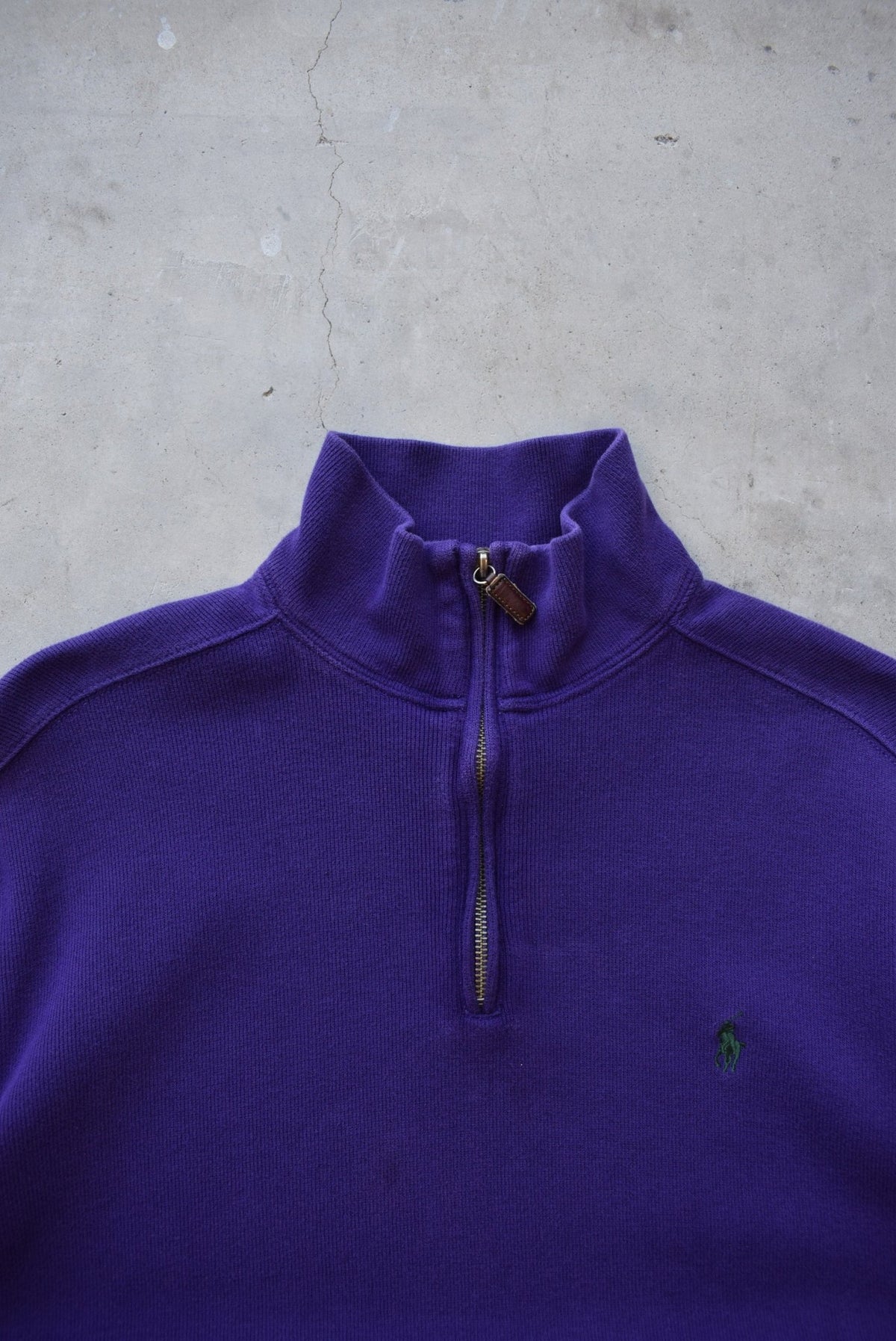 Polo Ralph Lauren Purple Embroidered Logo Quarter Zip — 1990s (L/XL) - Retrospective Store