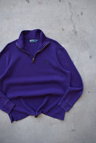 Polo Ralph Lauren Purple Embroidered Logo Quarter Zip — 1990s (L/XL) - Retrospective Store