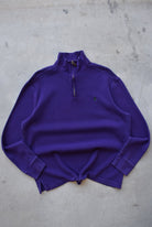 Polo Ralph Lauren Purple Embroidered Logo Quarter Zip — 1990s (L/XL) - Retrospective Store