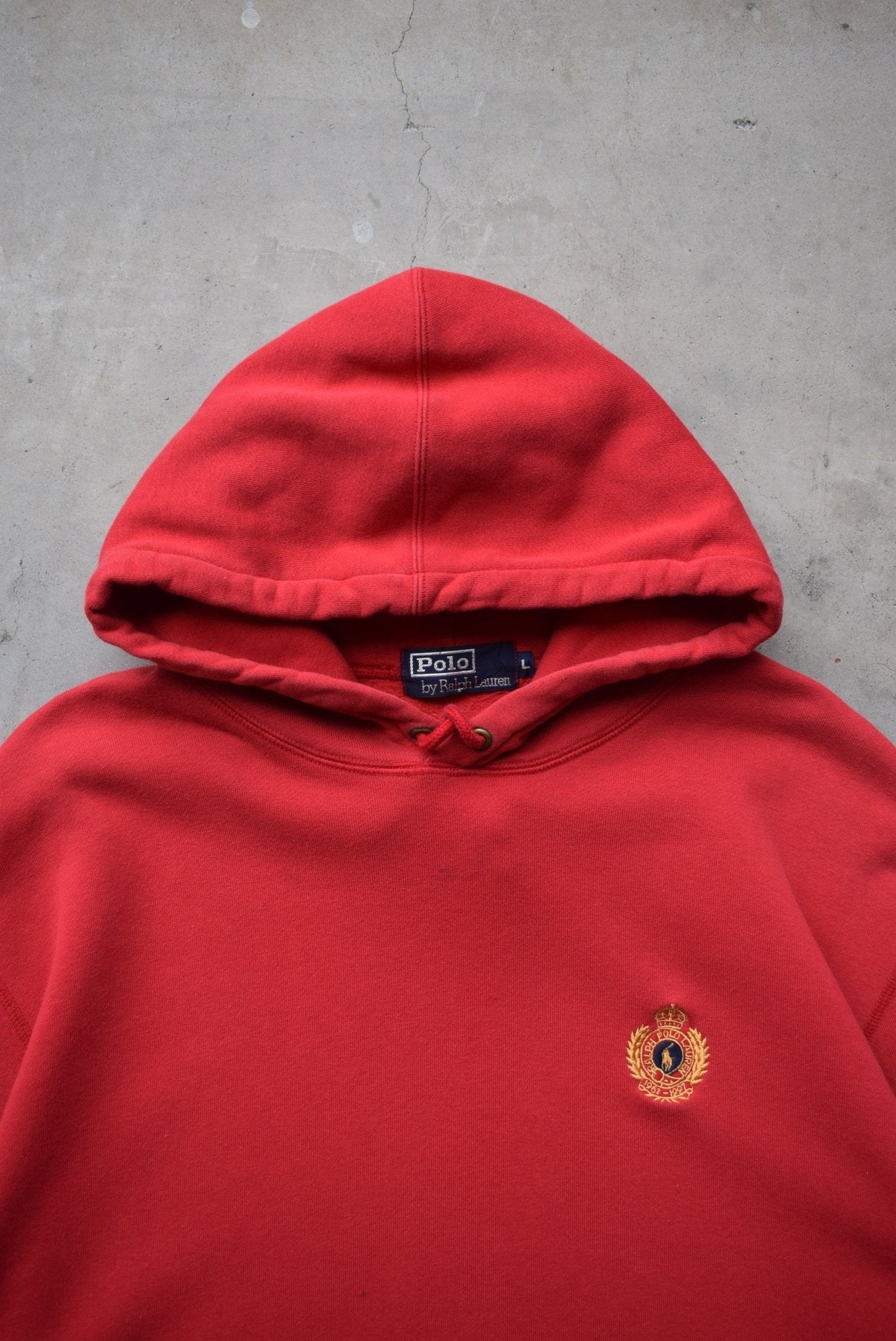 Polo Ralph Lauren Red Embroidered Hoodie — 1990s (L) - Retrospective Store
