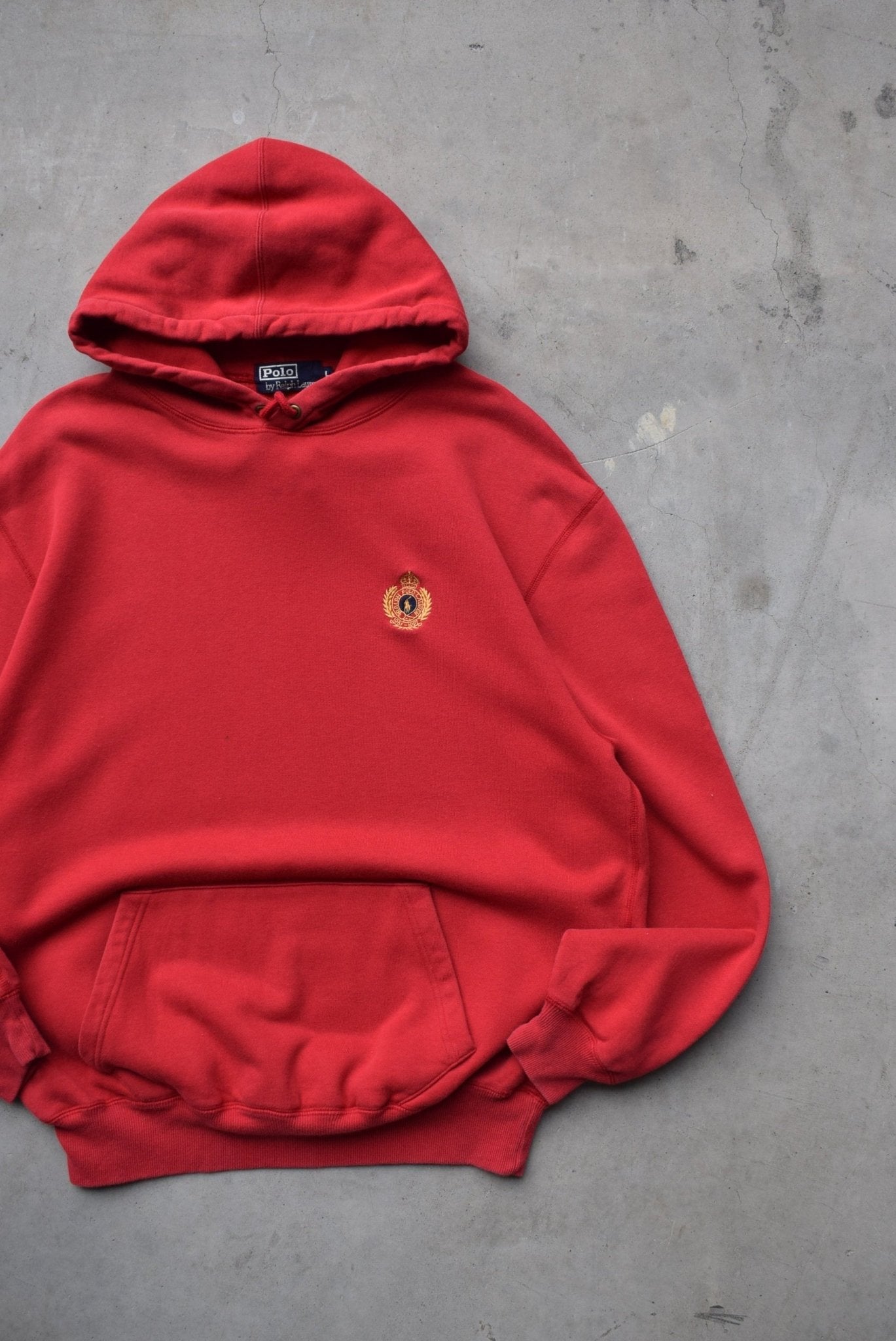 Polo Ralph Lauren Red Embroidered Hoodie — 1990s (L) - Retrospective Store