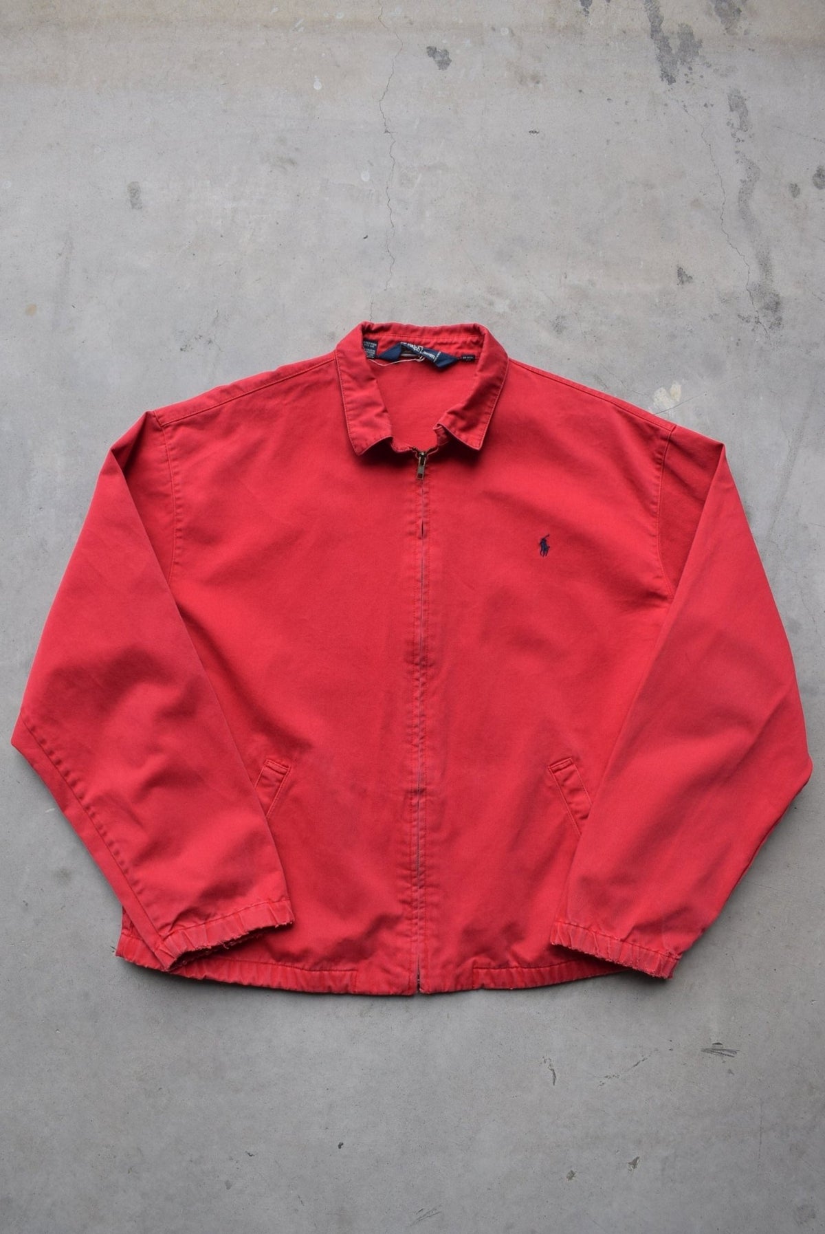 Polo Ralph Lauren Red Embroidered Logo Harrington Jacket — 1990s (XL) - Retrospective Store