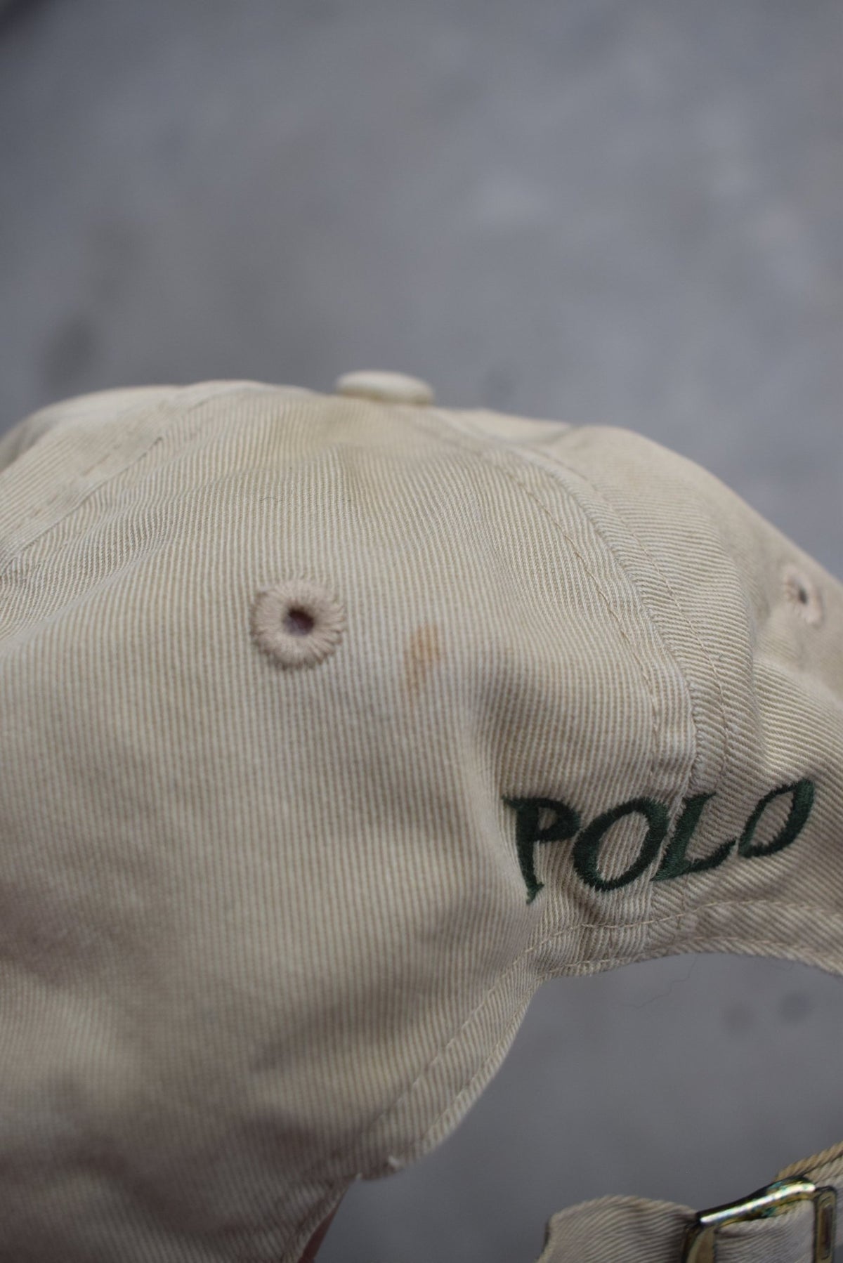 Polo Ralph Lauren Tan Embroidered Logo Hat — 1990s - Retrospective Store