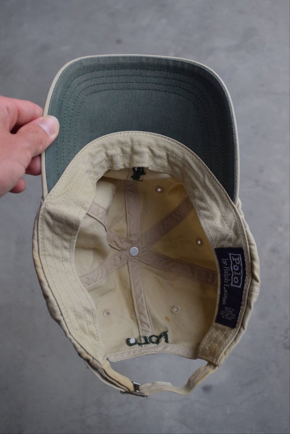 Polo Ralph Lauren Tan Embroidered Logo Hat — 1990s - Retrospective Store