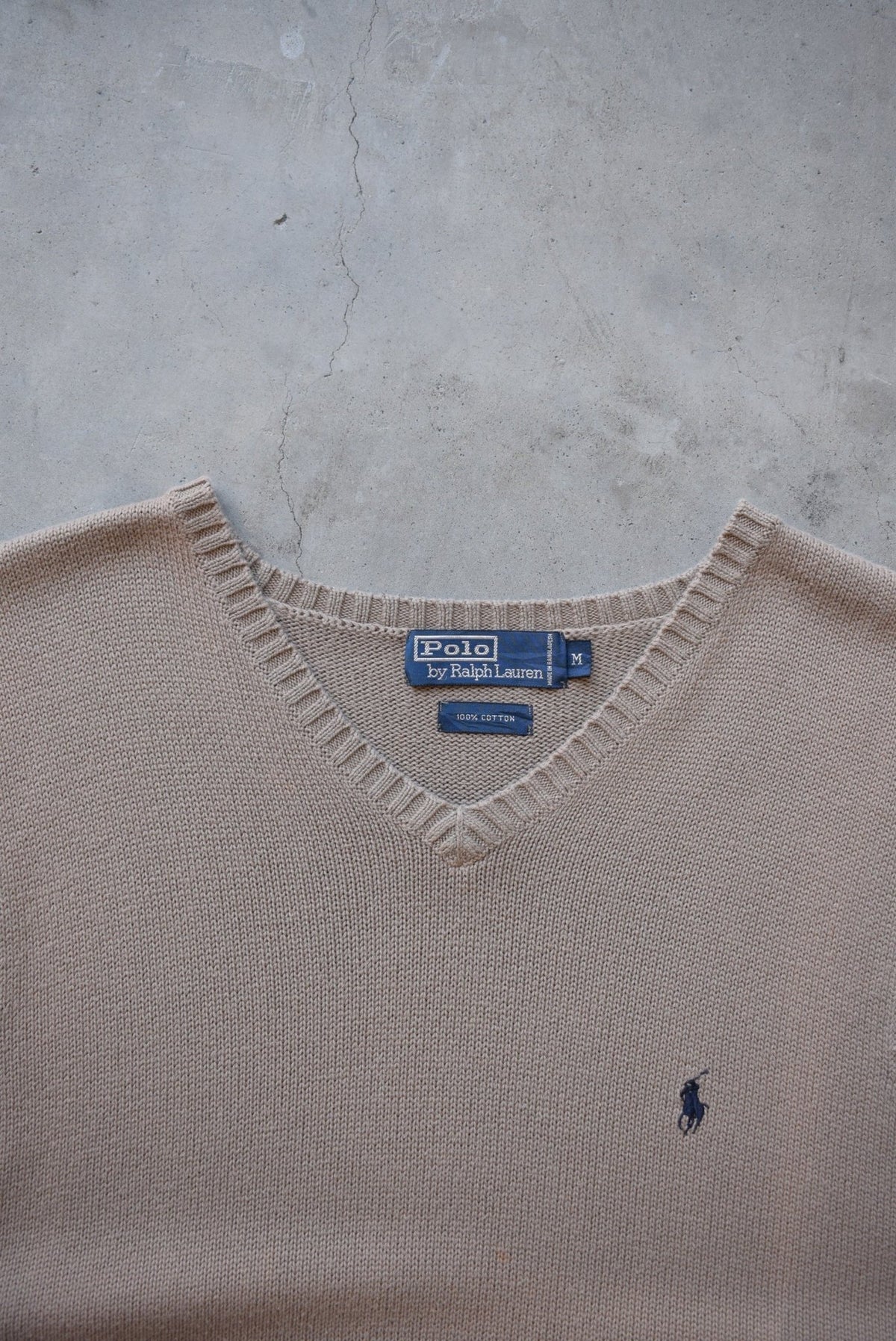 Polo Ralph Lauren Tan Embroidered Logo Knitted Vest — 1990s (L) - Retrospective Store