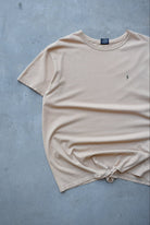 Polo Ralph Lauren Tan Embroidered Logo Tee — 1990s (XL) - Retrospective Store