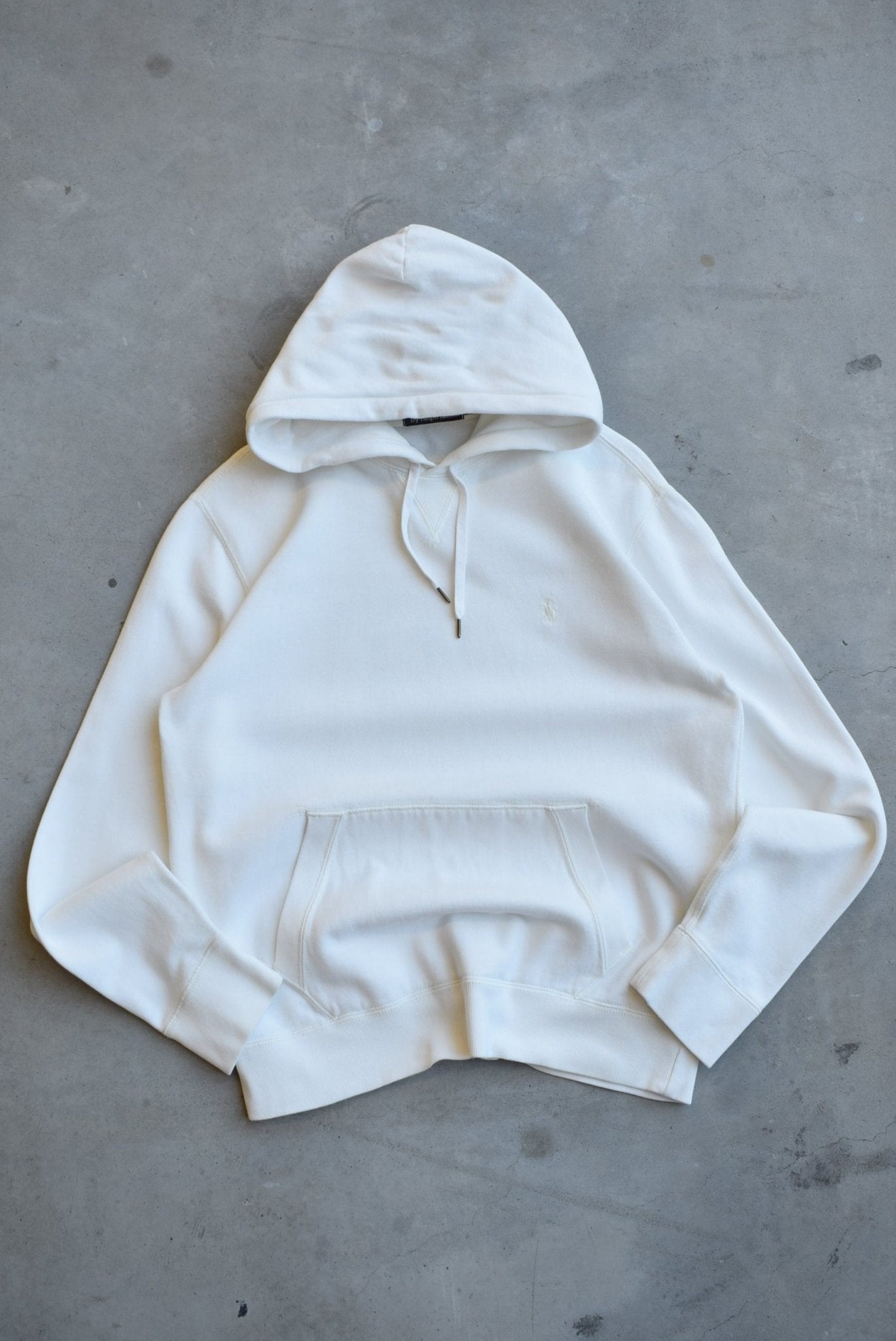 Polo Ralph Lauren White Embroidered Logo Hoodie — 2000s (M) - Retrospective Store
