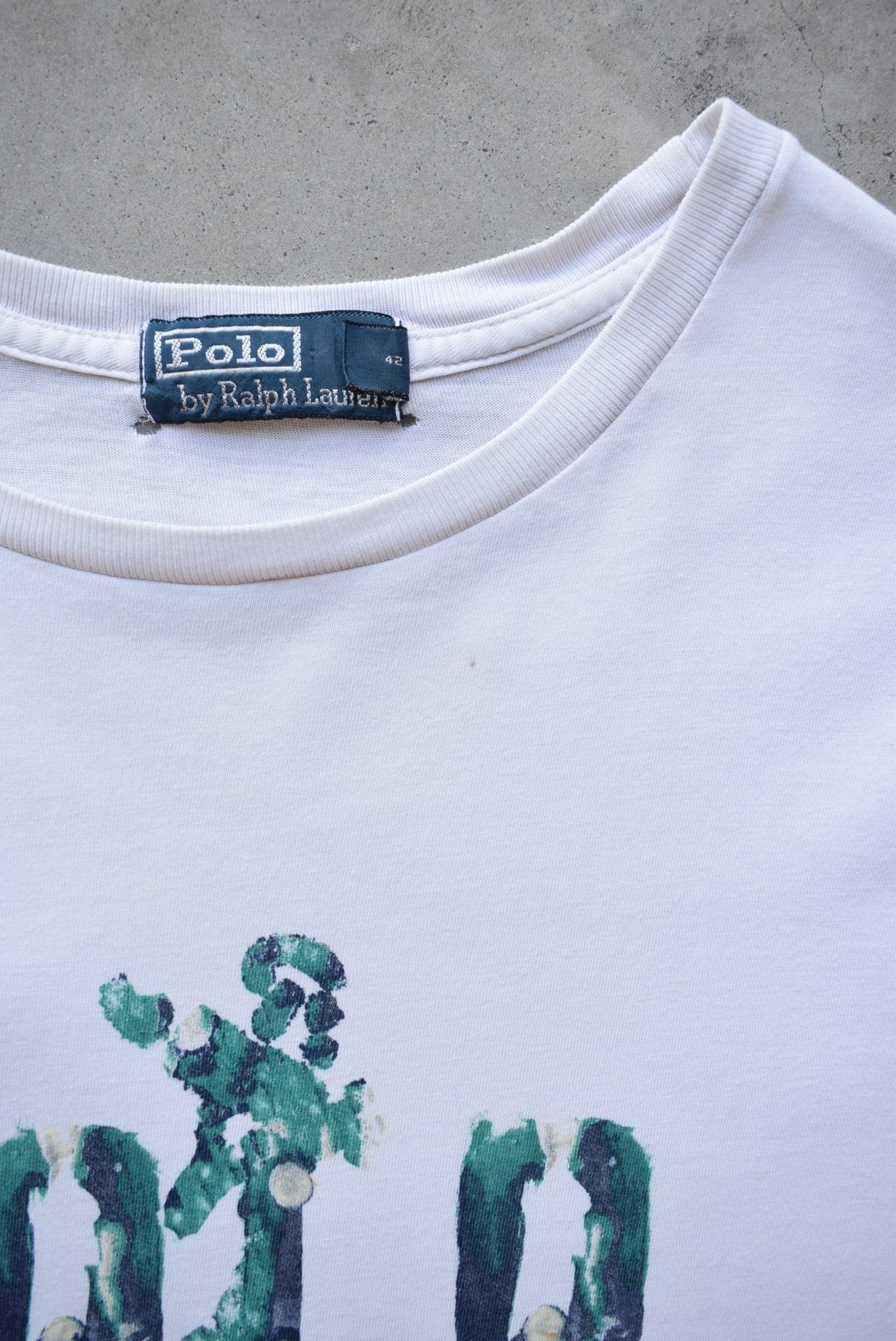 Polo Ralph Lauren White Spellout Tee — 1990s (L) - Retrospective Store