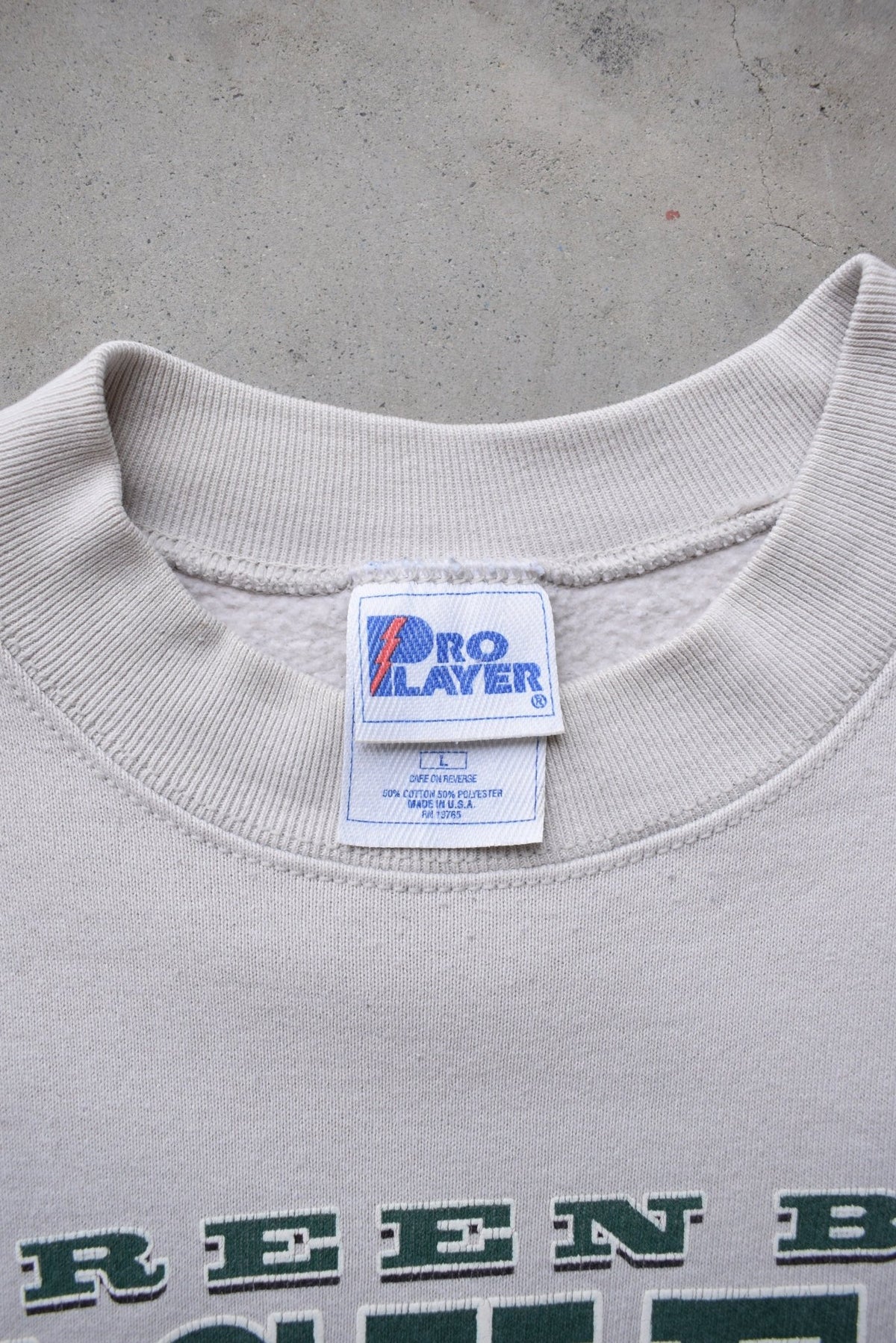 Pro-Player x NFL Green Bay Packers Cream Crewneck — 1997 (M/L) - Retrospective Store