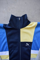 Puma Blue & Grey Embroidered Logo Jacket — 1980s (M) - Retrospective Store