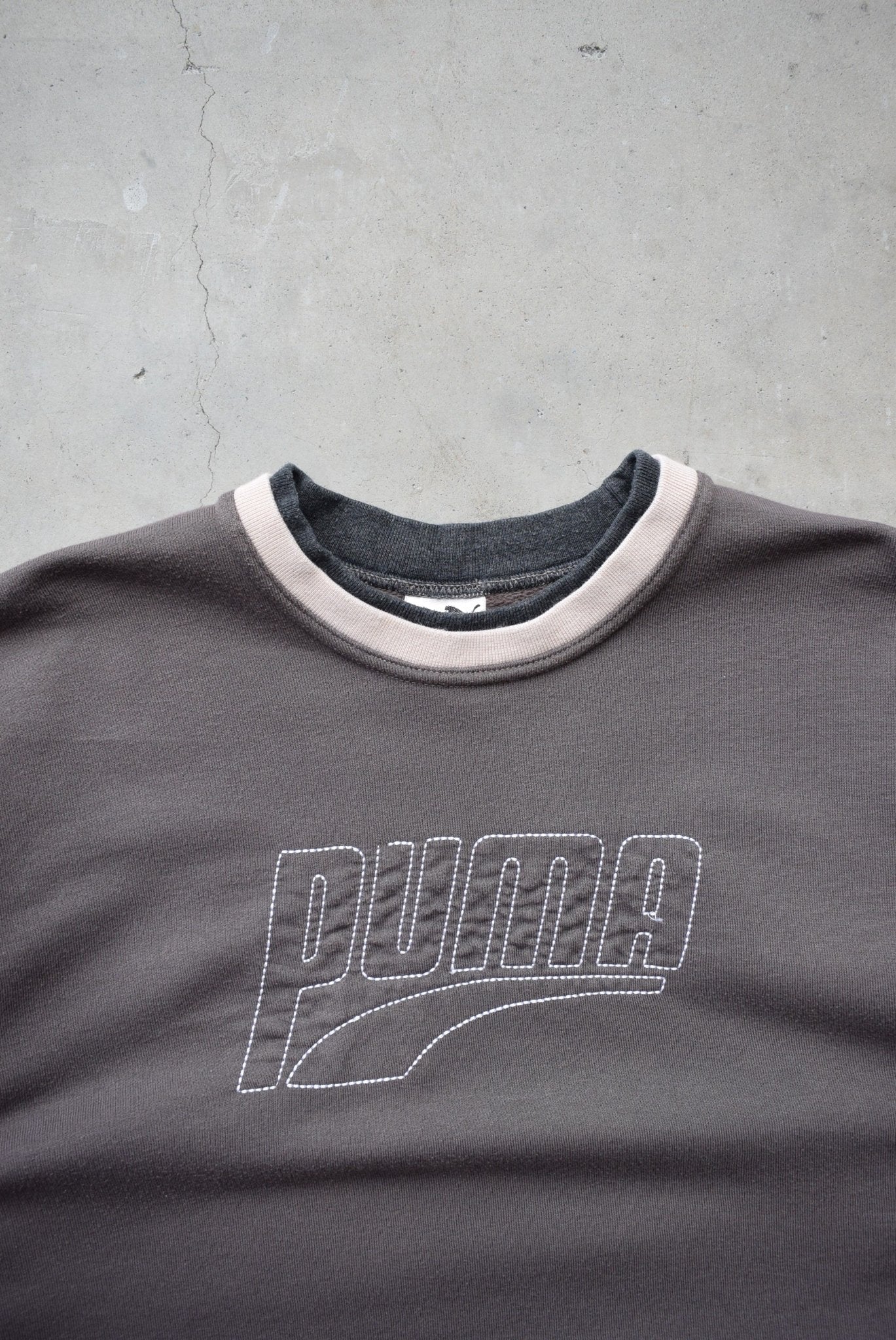 Puma Brown Embroidered Spellout Crewneck — 1990s (M) - Retrospective Store