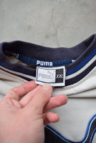 Puma Cream & Navy Embroidered Logo Crewneck — 1990s (XL) - Retrospective Store