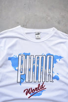 Puma White Graphic Tee — 1990 (L) - Retrospective Store