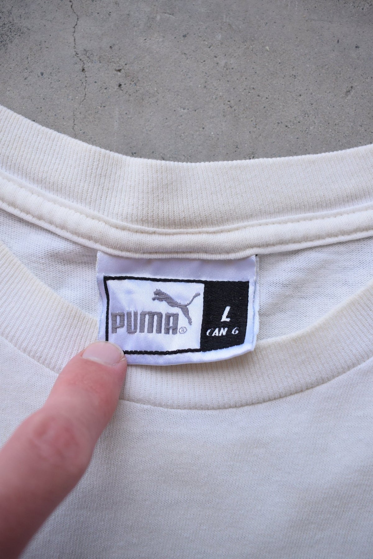Puma Worldwide White Spellout Tee — 2000s (L) - Retrospective Store