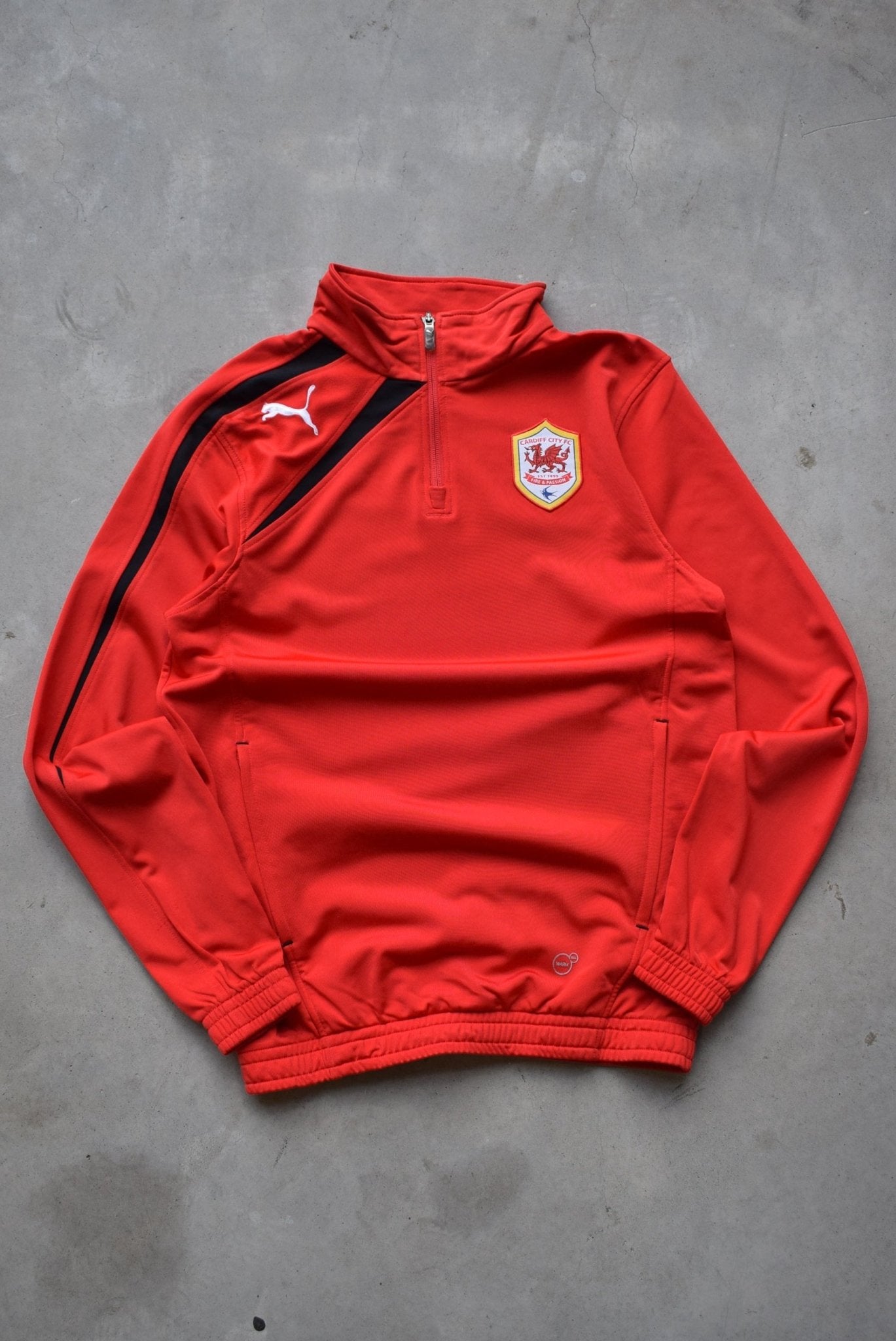 Puma x Cardiff City FC Red Embroidered Quarter Zip — 2000s (S) - Retrospective Store