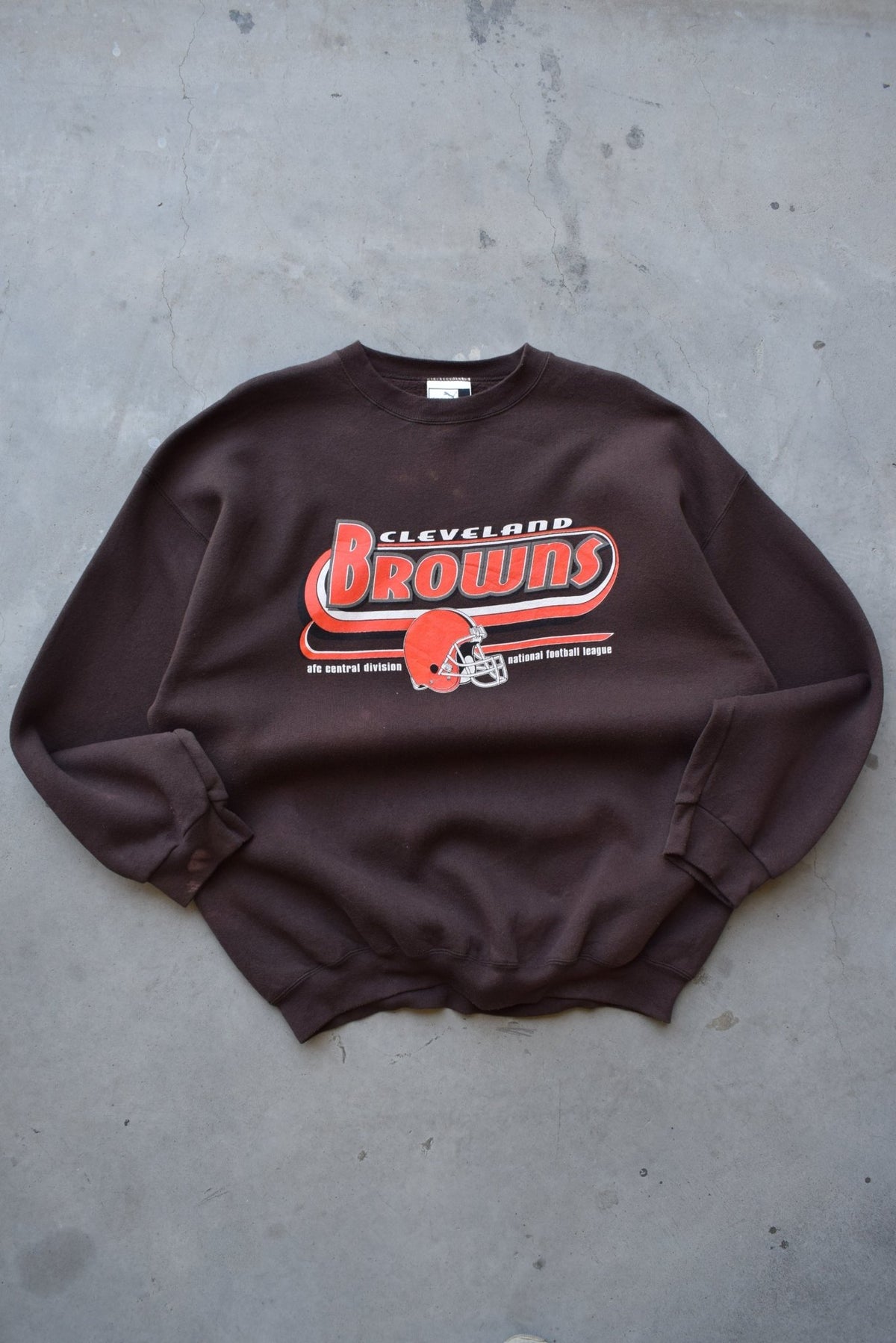 Puma x NFL Cleveland Browns Brown Graphic Crewneck — 1990s (XXL) - Retrospective Store