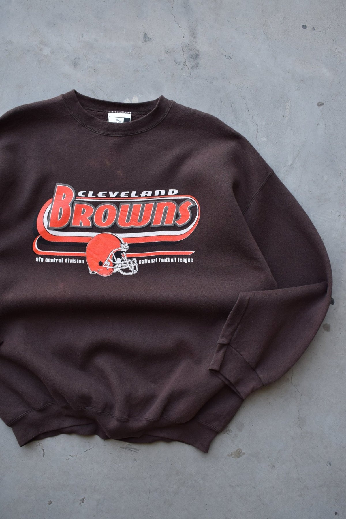 Puma x NFL Cleveland Browns Brown Graphic Crewneck — 1990s (XXL) - Retrospective Store
