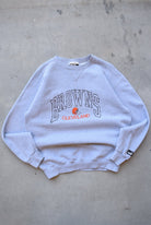 Puma x NFL Cleveland Browns Grey Embroidered Crewneck — 1990s (M/L) - Retrospective Store