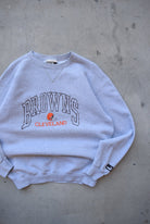 Puma x NFL Cleveland Browns Grey Embroidered Crewneck — 1990s (M/L) - Retrospective Store