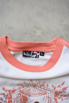 Quiksilver Brown & White Embroidered Long Sleeve Spellout Tee — 2000s (L) - Retrospective Store