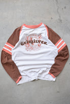 Quiksilver Brown & White Embroidered Long Sleeve Spellout Tee — 2000s (L) - Retrospective Store