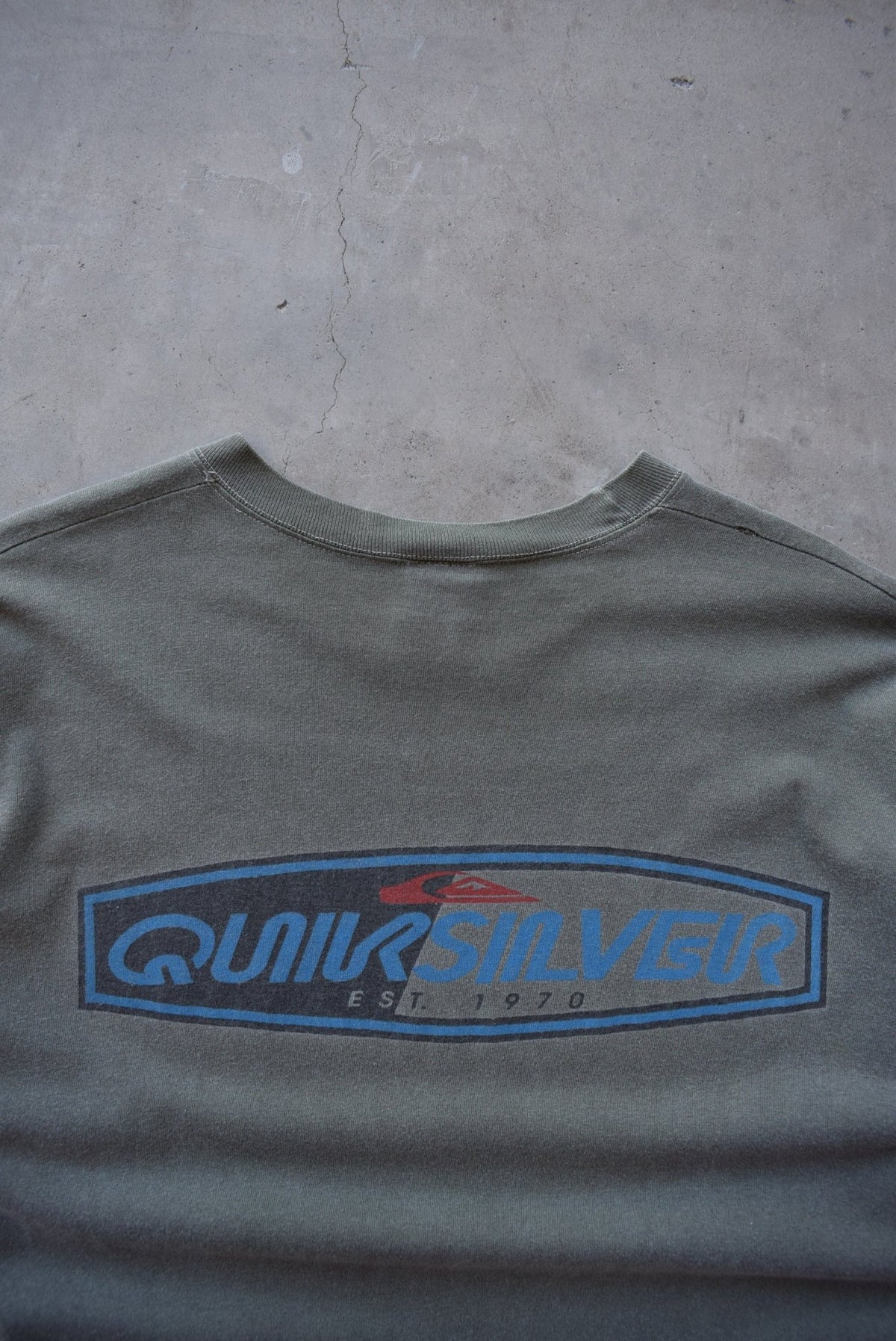 Quiksilver Faded-Green Spellout Tee — 1990s (L) - Retrospective Store
