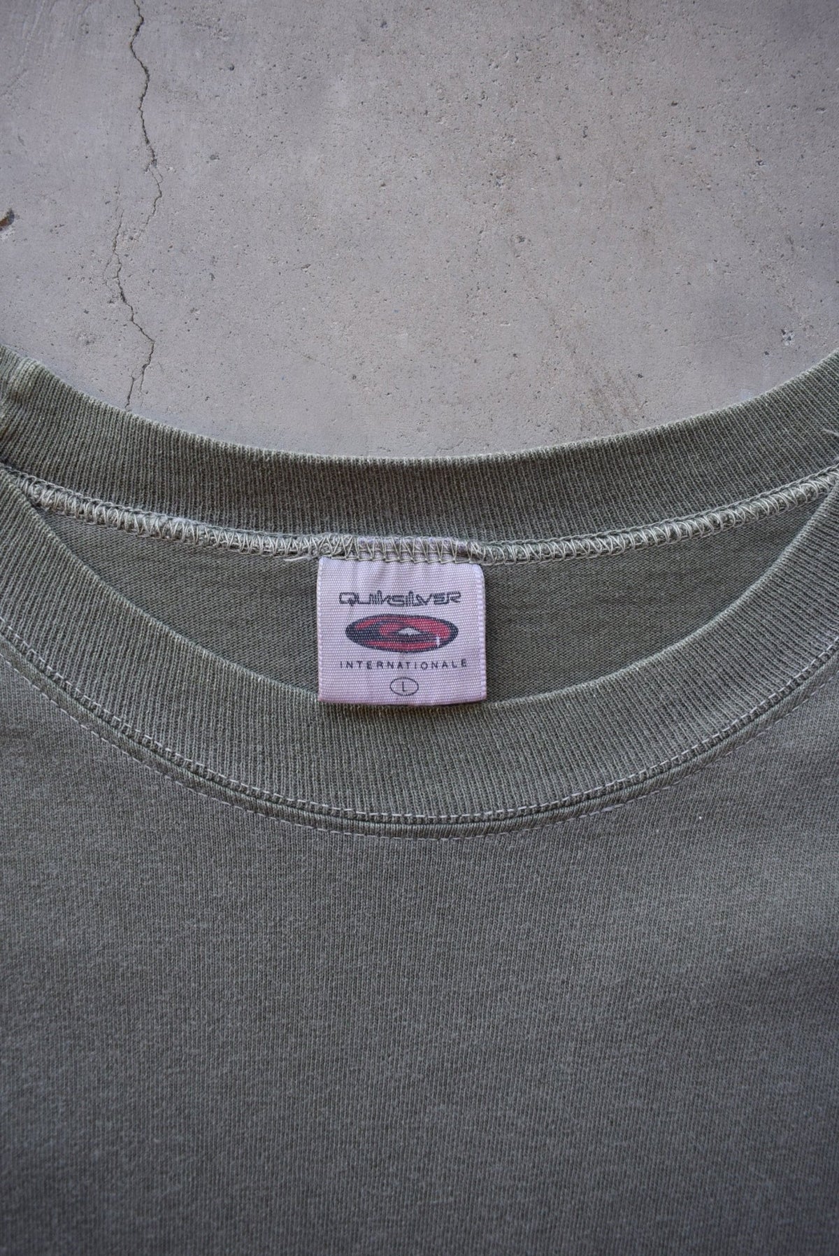 Quiksilver Faded-Green Spellout Tee — 1990s (L) - Retrospective Store