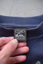 Quiksilver Navy Embroidered Spellout Crewneck — 1990s (L) - Retrospective Store