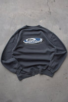 Quiksilver Surfwear Dark-Grey Spellout Crewneck — 1990s (M) - Retrospective Store