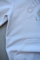 Quiksilver White Embroidered Spellout Hoodie — 2000s (S/M) - Retrospective Store