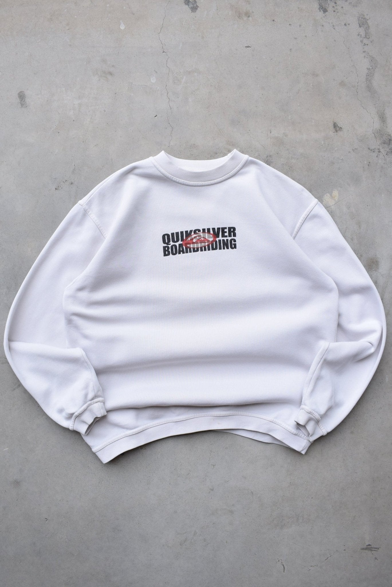 Quiksilver White Spellout Crewneck — 1990s (S) - Retrospective Store