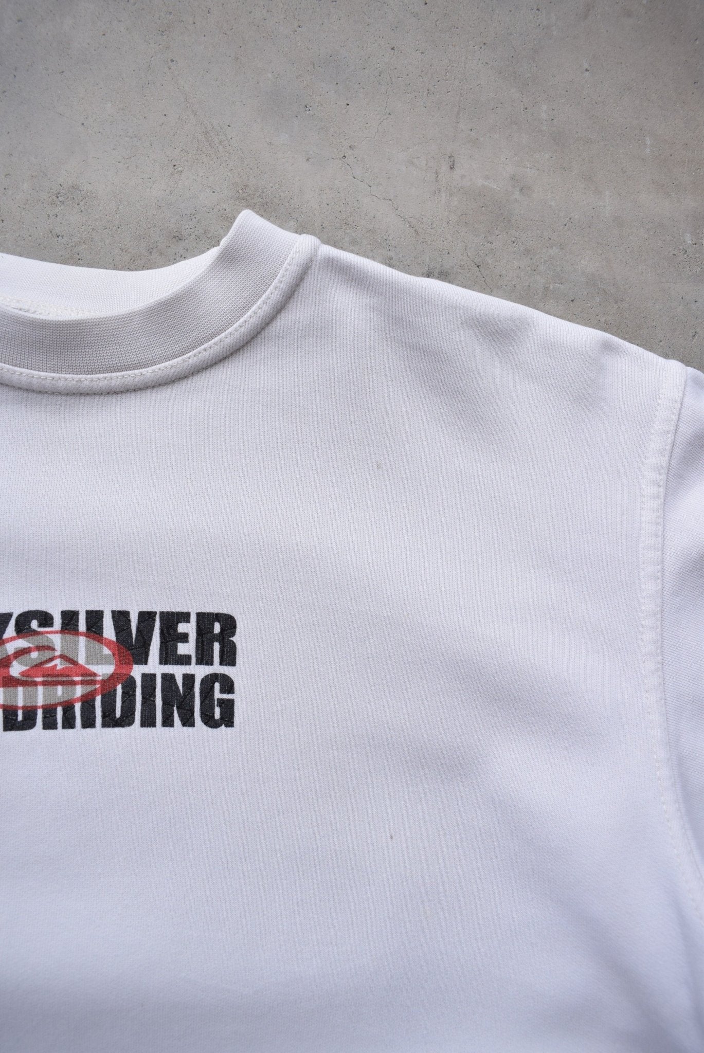 Quiksilver White Spellout Crewneck — 1990s (S) - Retrospective Store