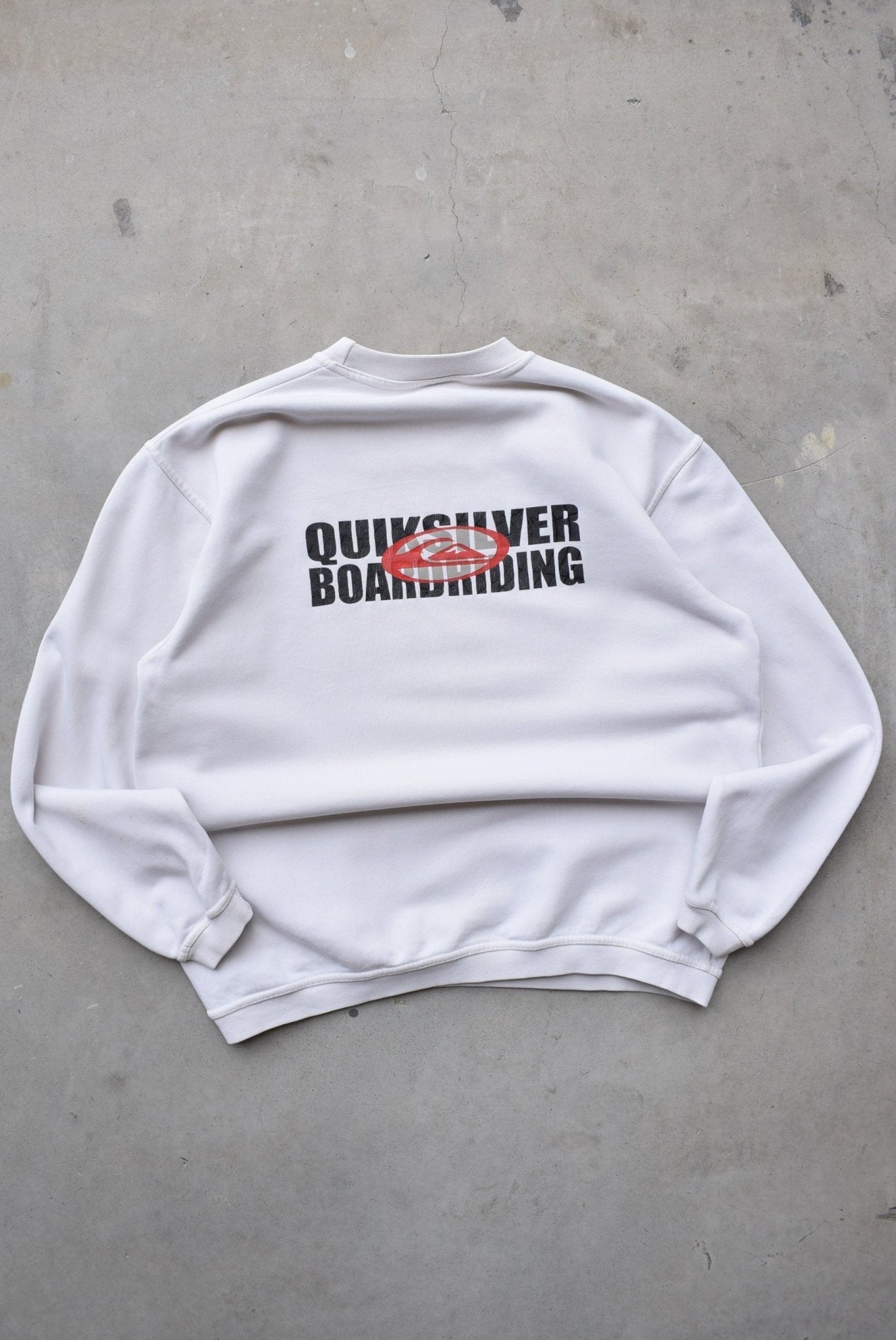 Quiksilver White Spellout Crewneck — 1990s (S) - Retrospective Store