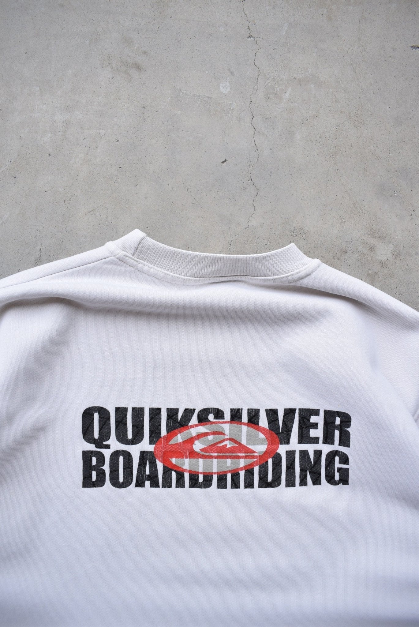 Quiksilver White Spellout Crewneck — 1990s (S) - Retrospective Store