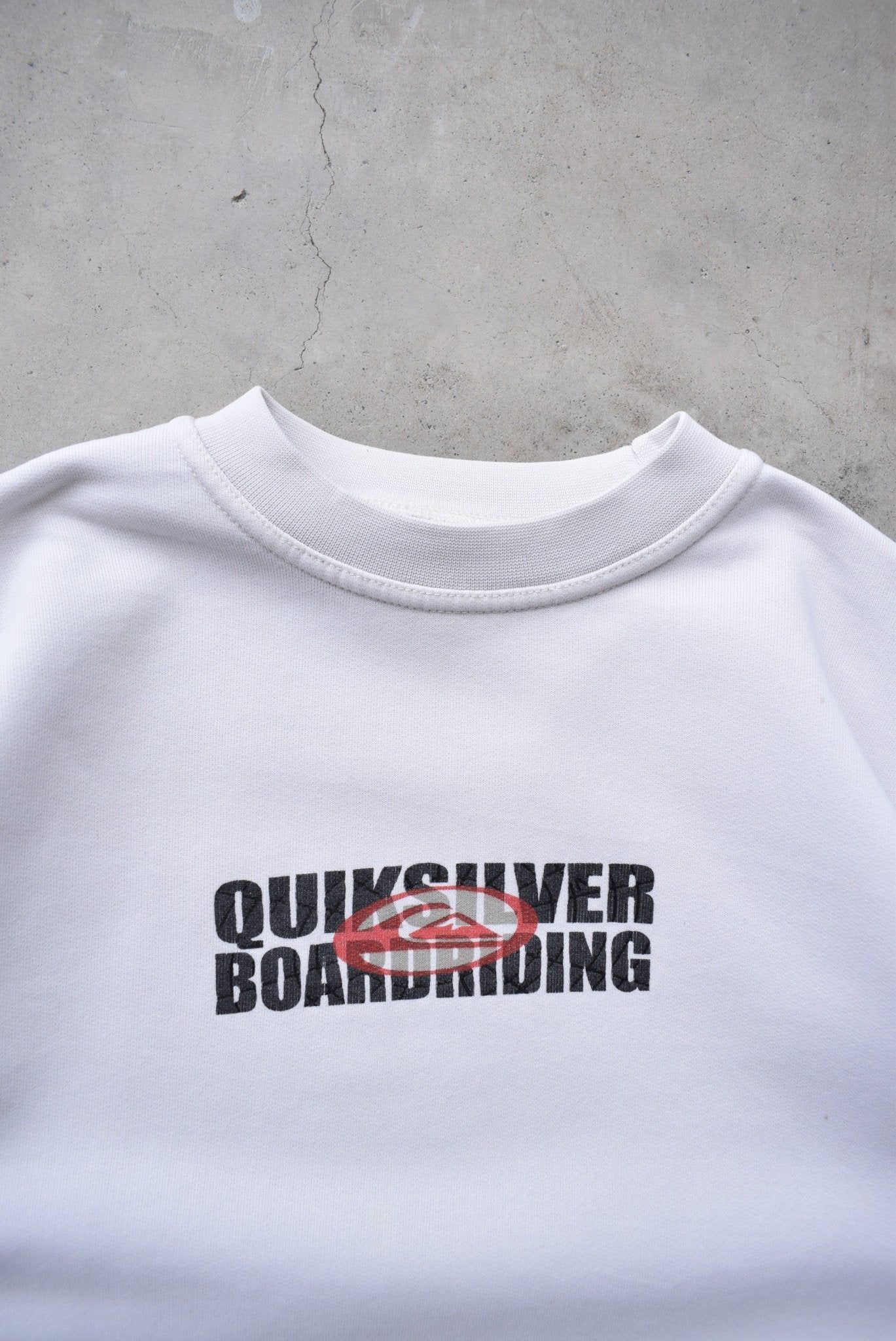 Quiksilver White Spellout Crewneck — 1990s (S) - Retrospective Store